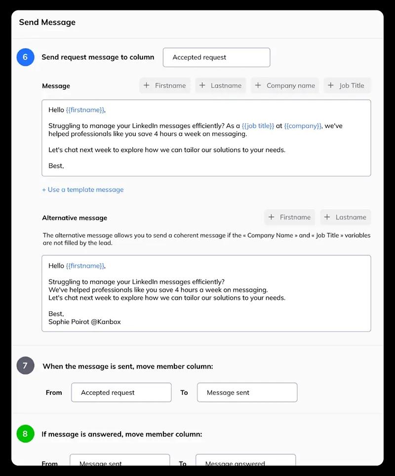 Automated sending of messages and follow-ups