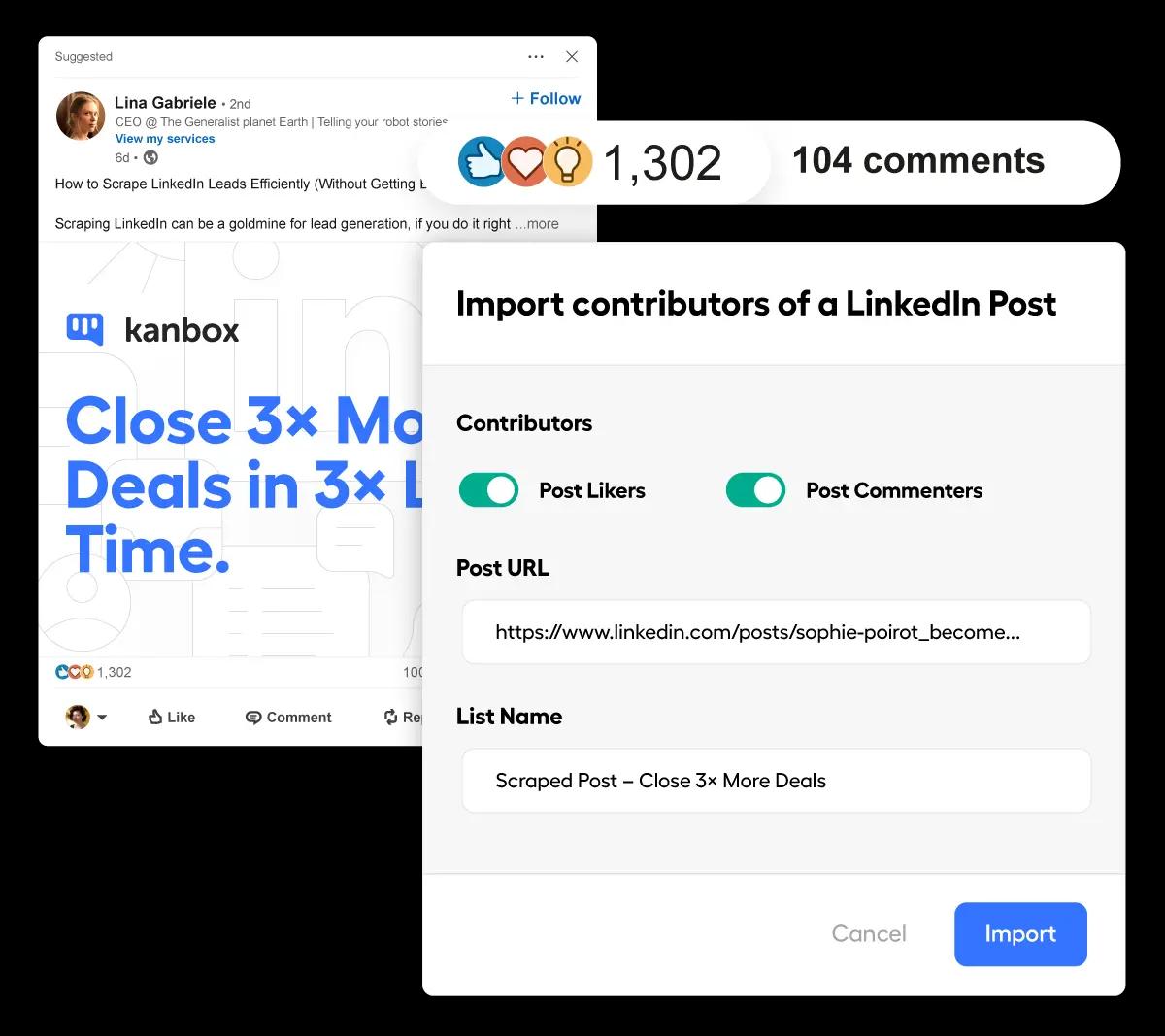 Kanbox Scrapes Linkedin Posts Likers and commenter and Events attendees