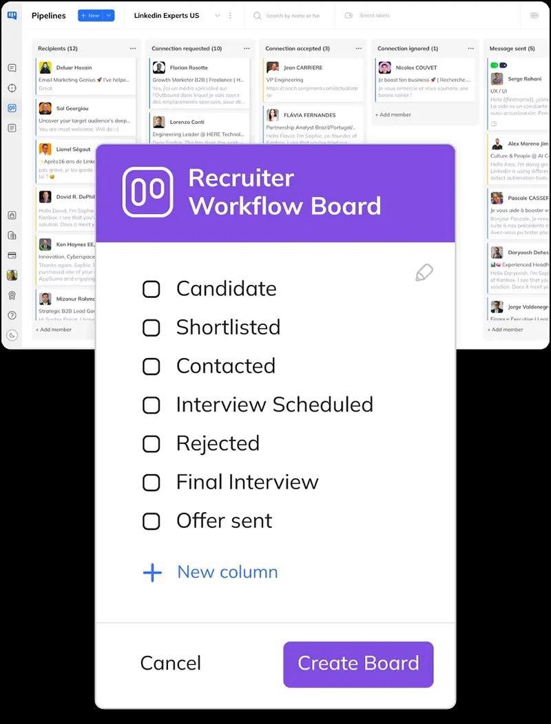CRM d'audience Kanban