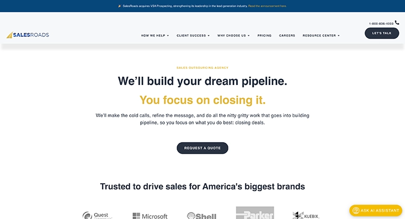 SalesRoads - Prise de rendez-vous aux États-Unis