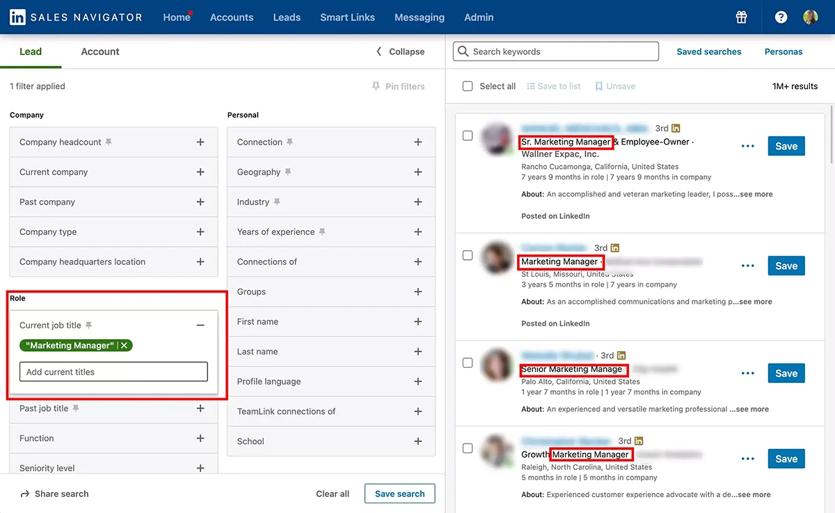 Using Sales Navigator's Advanced Search Features