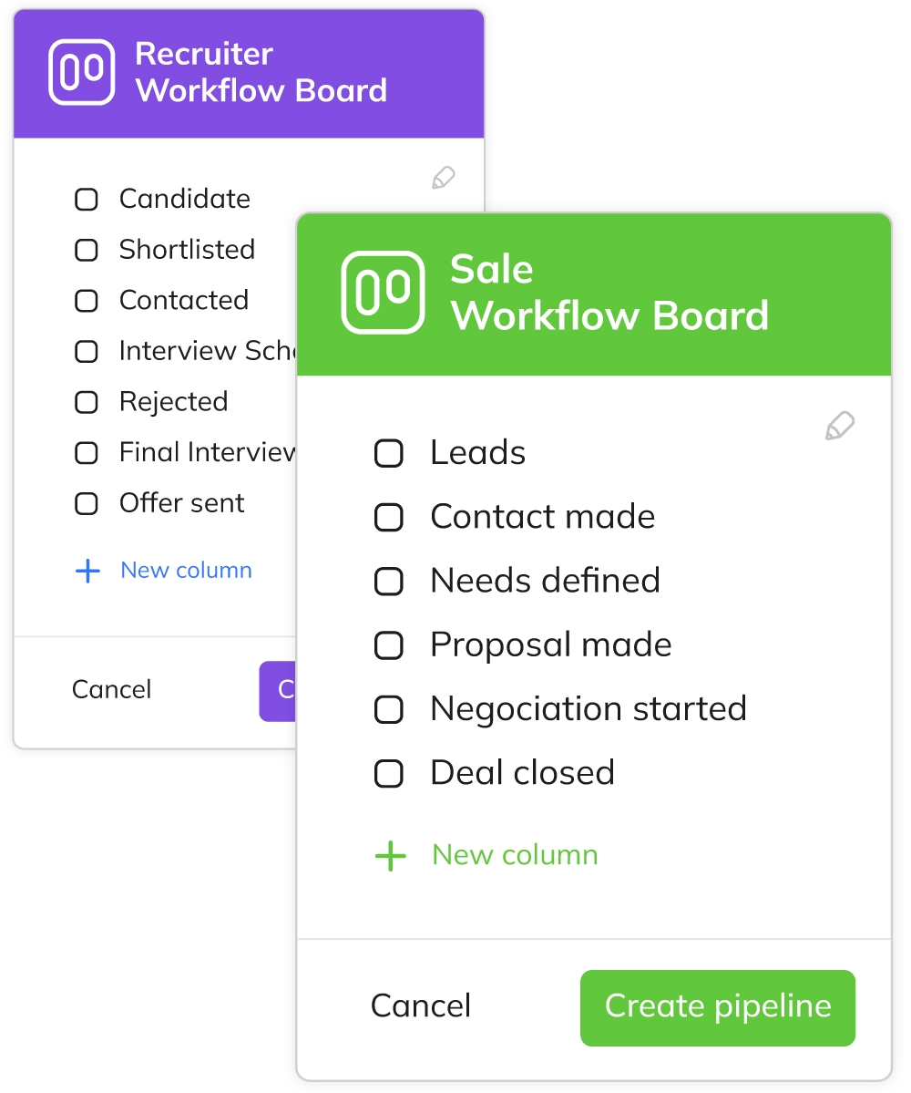 Pipelines templates for sales and recruiters