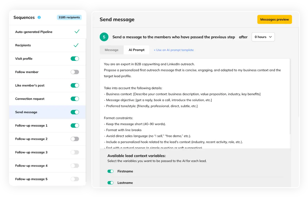 Séquence automation LinkedIn