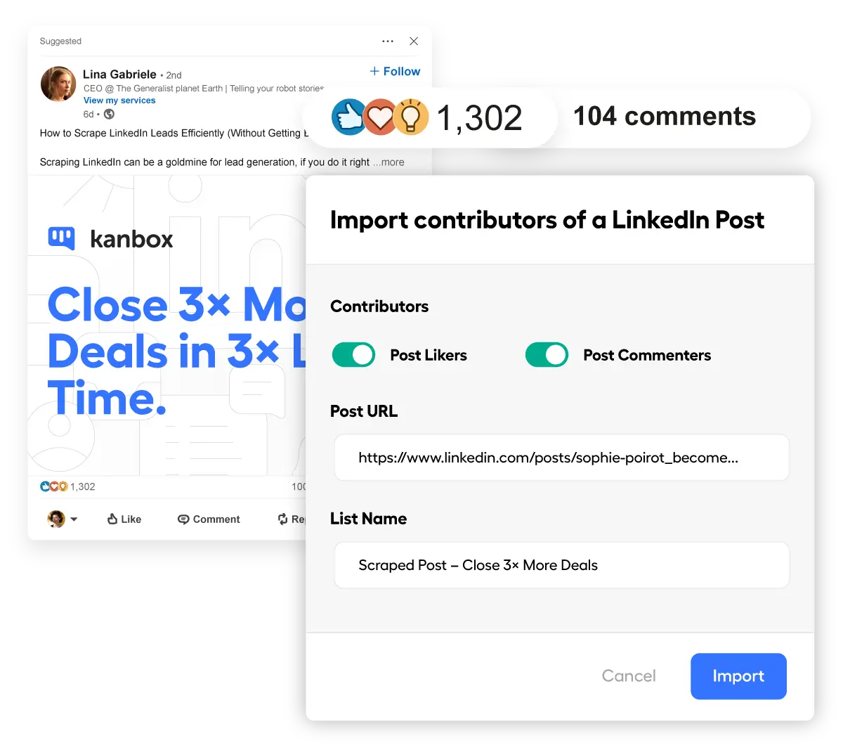 Kanbox scrape likers, commentateurs et participants d’événements